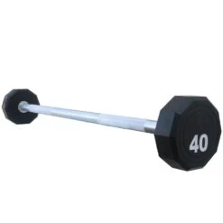 Fitness First 10-Sided Fixed Urethane Encased Straight Barbell 20 - 120 Lbs